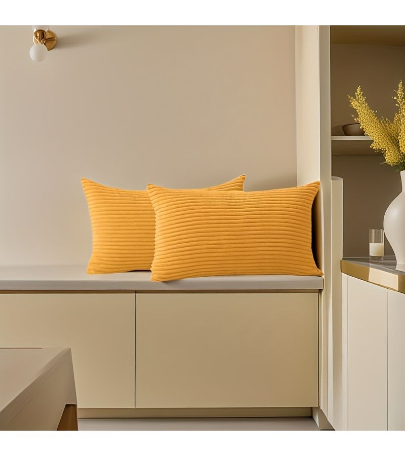 2 Packs Autumn Reed Color Corduroy Bed Sofa Living Room Decorative Back Pillows 12x24 Inch Super Soft Including Pillowcase And Pillow Core 30x60 Cm - Image 5