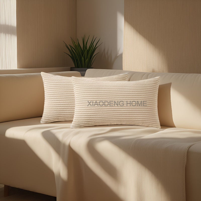 2 Packs Autumn Reed Color Corduroy Bed Sofa Living Room Decorative Back Pillows 12x24 Inch Super Soft Including Pillowcase And Pillow Core 30x60 Cm - Image 1