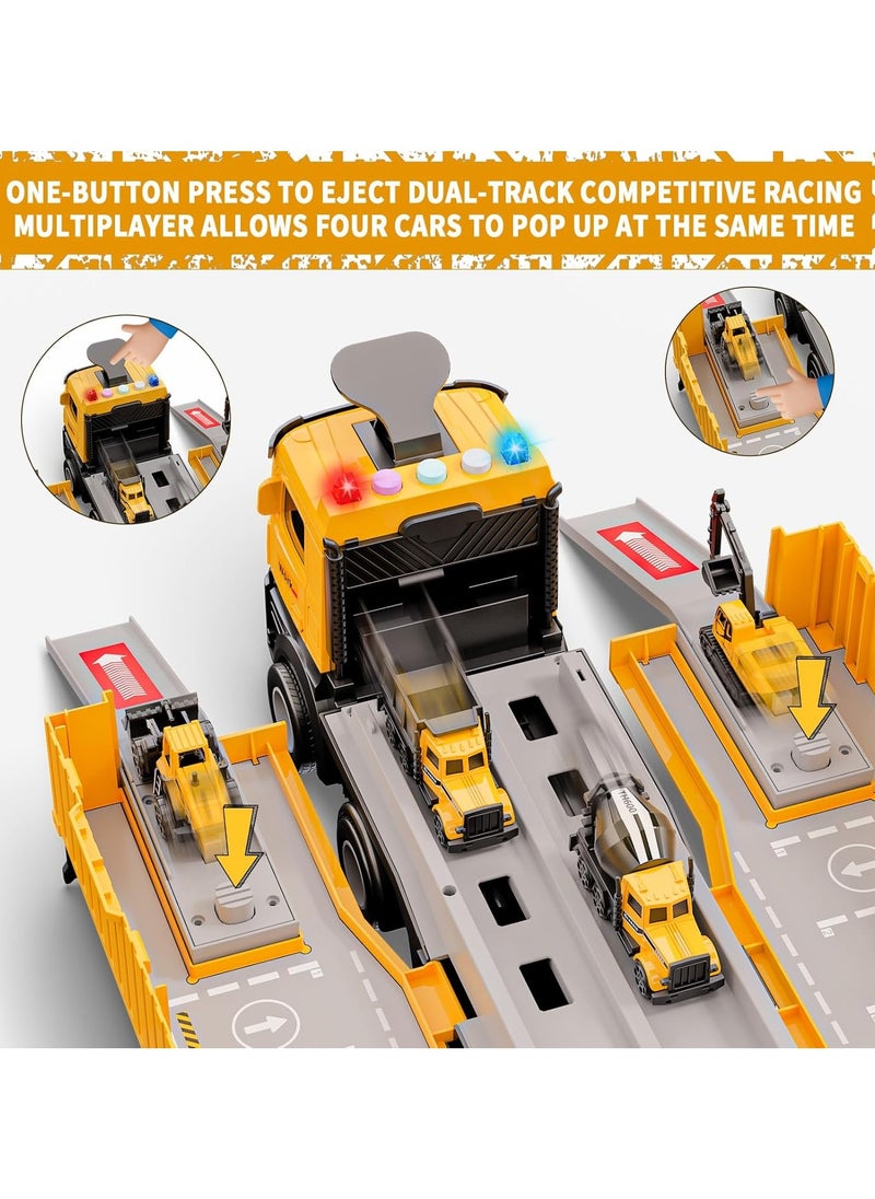 Beauenty - Construction Toys Truck Crane for Kids Truck Race Track Kids Toy Eject Car Set Excavator Bulldozer Dump Trucks Cement Truck Vehicle Birthday 2+ 3 4 5 6 7 8 Years Old Boy Girl Gift - Image 1