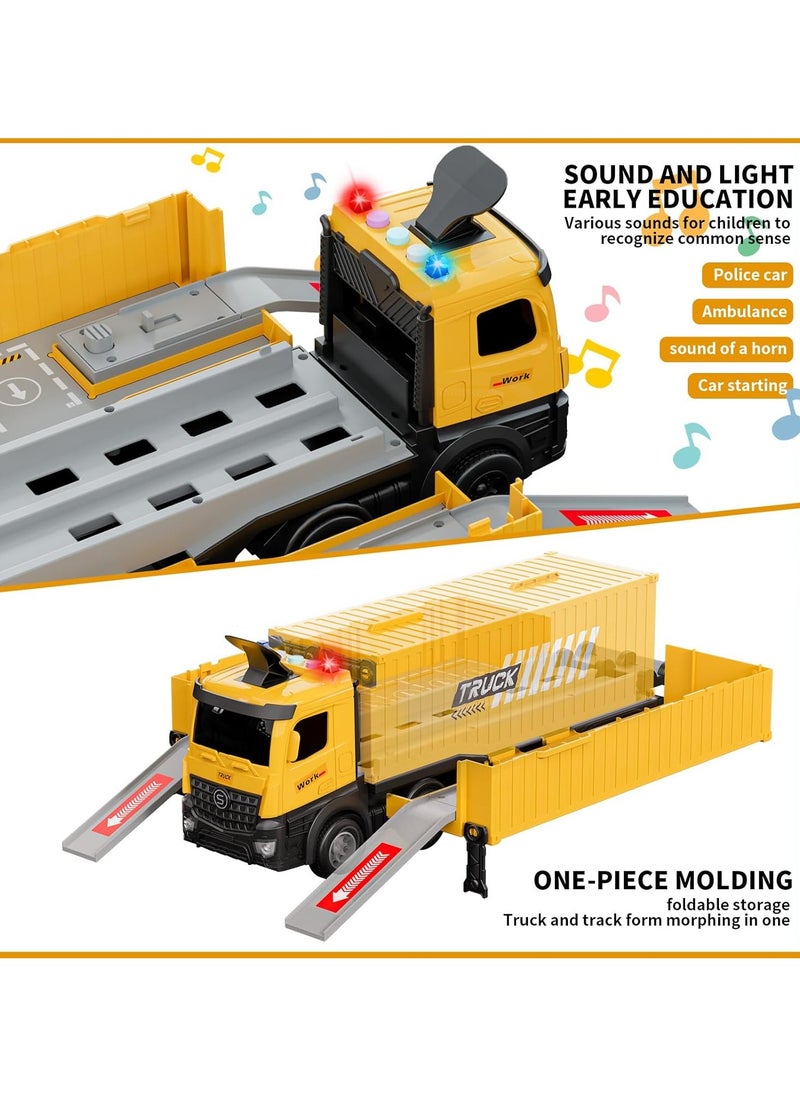 Beauenty - Construction Toys Truck Crane for Kids Truck Race Track Kids Toy Eject Car Set Excavator Bulldozer Dump Trucks Cement Truck Vehicle Birthday 2+ 3 4 5 6 7 8 Years Old Boy Girl Gift - Image 1