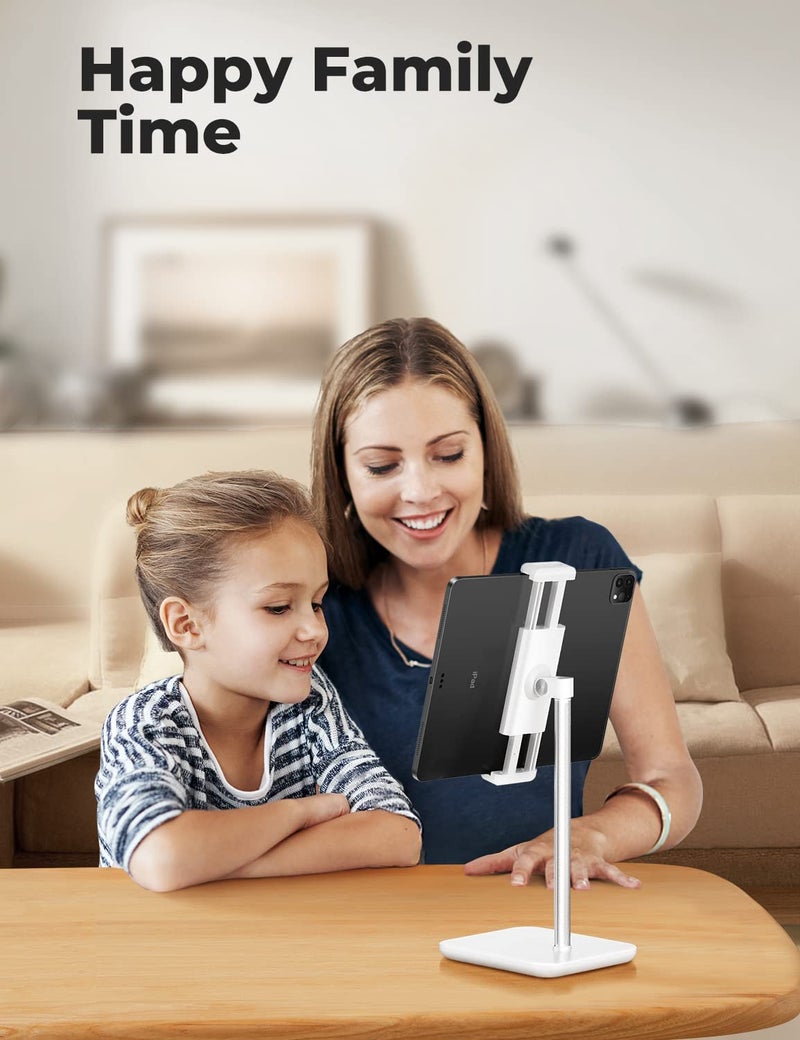 proffisy iPad Stand 21" Height Adjustable Tablet Stand for Table with 360 Degree Rotation Heavy Duty Aluminum Tablet Stand for iPad Pro Air Mini Samsung Lenovo Tab Xiaomi Pad and Cellphone,White - Image 5