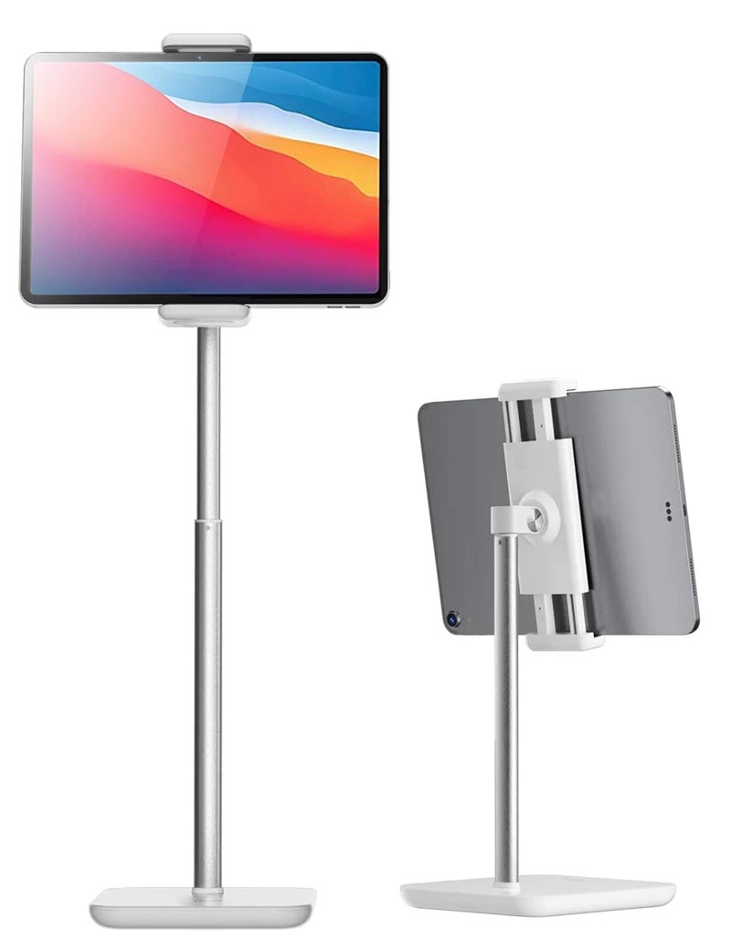 proffisy iPad Stand 21" Height Adjustable Tablet Stand for Table with 360 Degree Rotation Heavy Duty Aluminum Tablet Stand for iPad Pro Air Mini Samsung Lenovo Tab Xiaomi Pad and Cellphone,White - Image 1