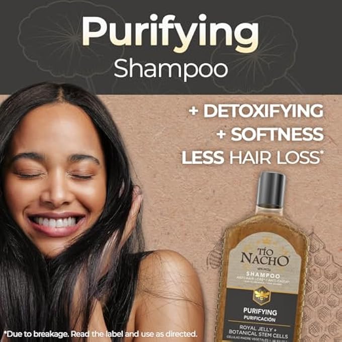 Tio Nacho PURIFYING SHAMPOO WITH ROYAL JELLY AND INFUSED WITH BOTANICAL STEM CELLS FOR INTENSE HAIR AND SCALP PURIFICATION + DETOXIFYING BALANCE, 14 FLUID OUNCES - Image 3