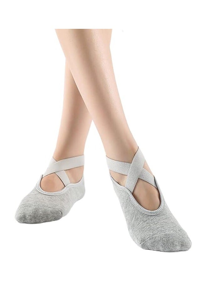 اسم المحتوى ناريلا جوارب اليوغا النسائية مقبض الانزلاق وحزام الكتف، مناسبة لبلاتيس، Barre نقية، الباليه، الرقص، ممارسة حافي القدمين 3 أزواج - Image 2