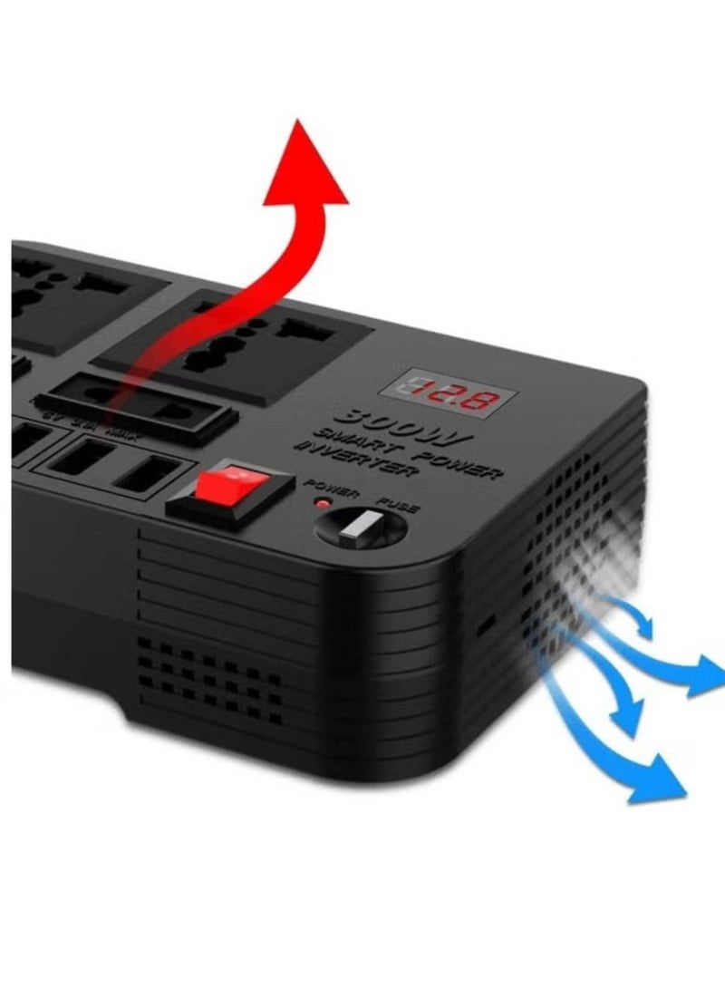 300W Car Power Inverter DC 12V/24V to 220V AC with 4 USB Ports Fast Charging with 2 Universal Sockets with Multifunctional LED Display Photovoltaic Inverter  - Image 3