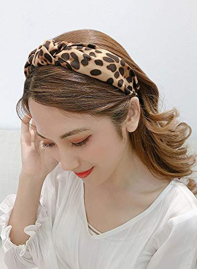 ShiQiao Spl Leopard Knotted Headbands For Women, Knot Wide Headband For Women'S Hair Accessories Clips, Cross Hairband Hair Hoop For Girls - Image 5