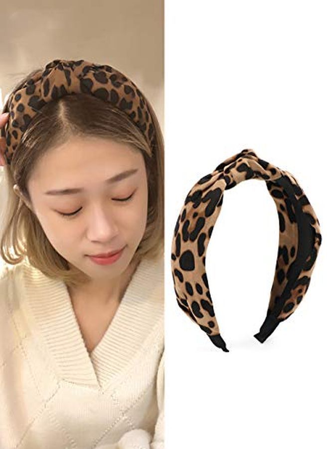 ShiQiao Spl Leopard Knotted Headbands For Women, Knot Wide Headband For Women'S Hair Accessories Clips, Cross Hairband Hair Hoop For Girls - Image 3