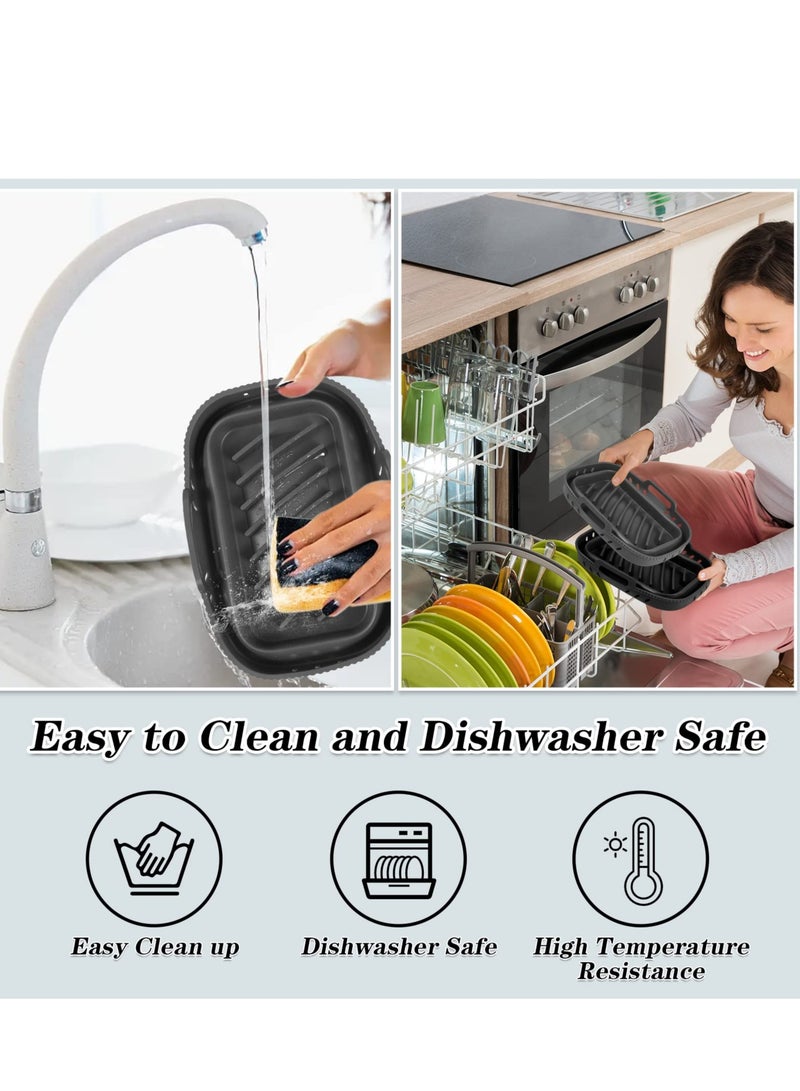 SOLARAE Foldable Silicone Line Reusable Silicone Air Fryer Pot Heat Resistant Non-Stick Air Fryer Replacement Basket for Air Fryer Oven Home Kitchen - Image 3