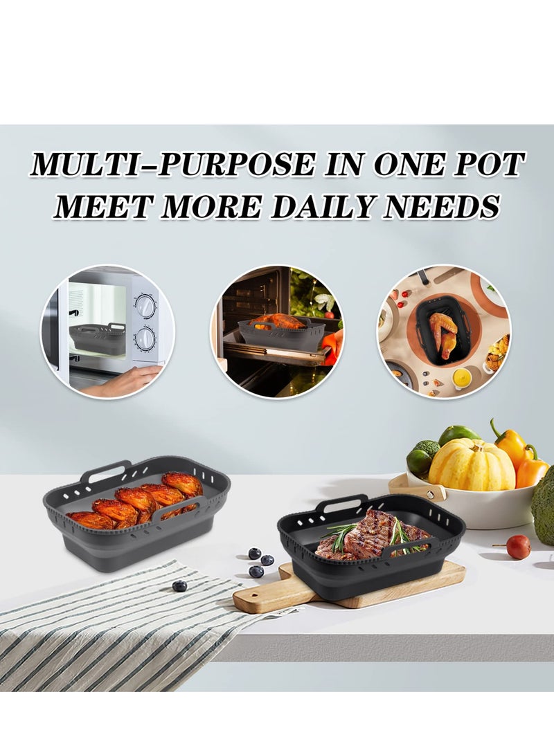 SOLARAE Foldable Silicone Line Reusable Silicone Air Fryer Pot Heat Resistant Non-Stick Air Fryer Replacement Basket for Air Fryer Oven Home Kitchen - Image 5