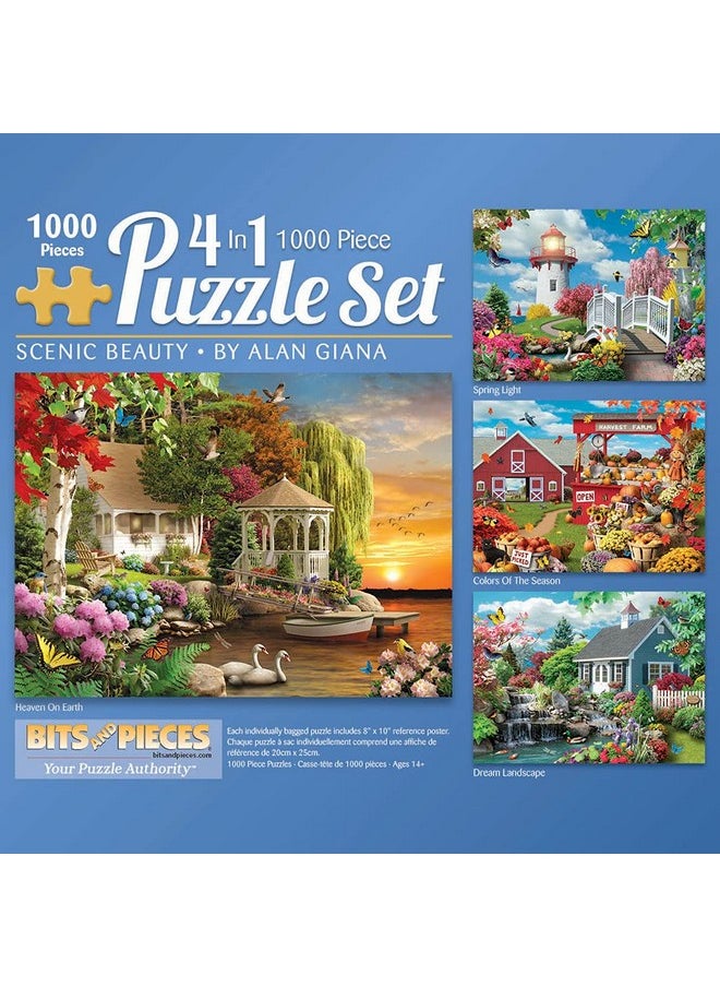 Bits and Pieces Bits and Pieces - 4-in-1 Multi-Pack - 1000 Piece Jigsaw Puzzles for Adults-Each Measures 20" x 27" (51cm x 69cm)-Scenic Beauty by Artist Alan Giana  - Image 1