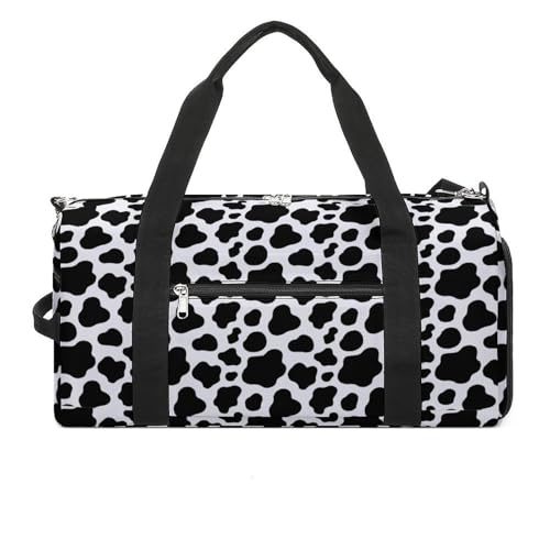 NELife Cow Print Sport Gym Duffle Travel Bag with Shoe CompartmentWet Pocket for Men and Women - Image 1