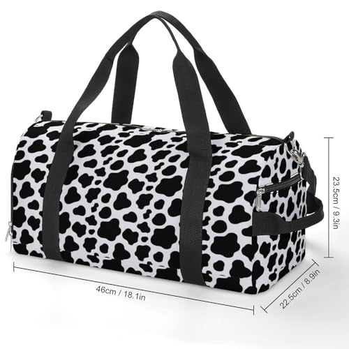 NELife Cow Print Sport Gym Duffle Travel Bag with Shoe CompartmentWet Pocket for Men and Women - Image 3