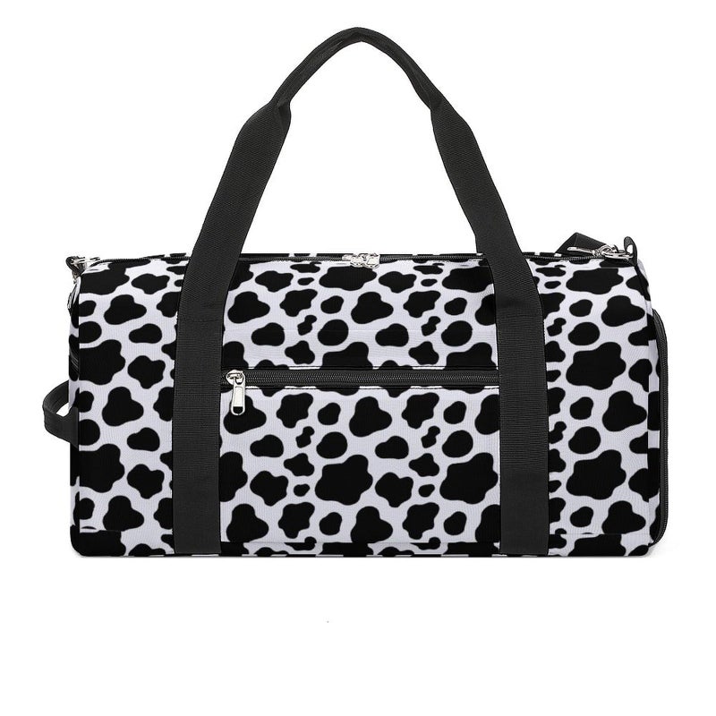 NELife Cow Print Sport Gym Duffle Travel Bag with Shoe CompartmentWet Pocket for Men and Women - Image 2