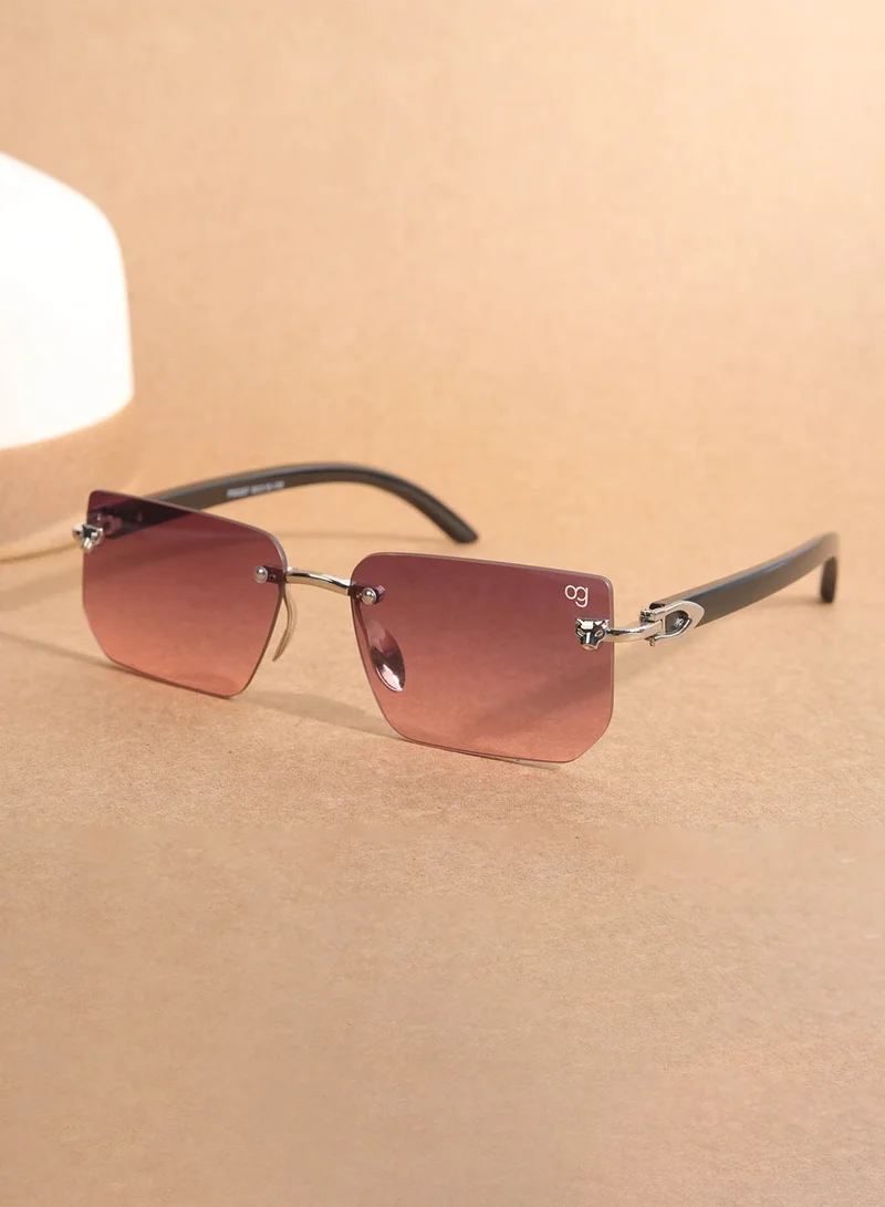 Woggles UV Protection Rectangle Sunglasses| Men &amp; Women|Rimless Sunglasses