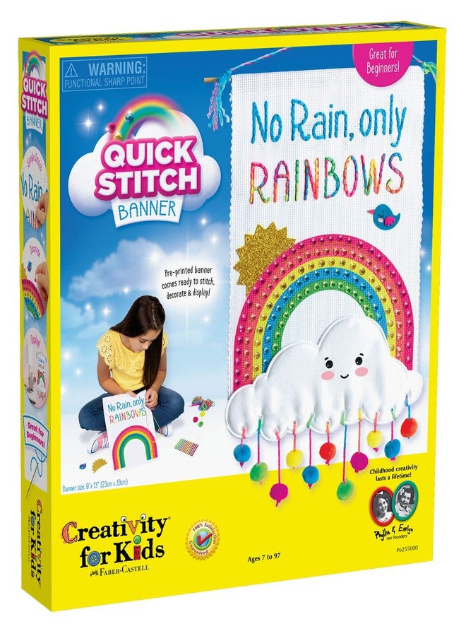 Creativity for Kids Quick Stitch Banner - Kids Cross Stitch Rainbow Kit - Image 1