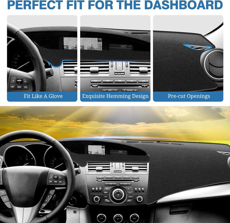 FIILINES Dash Cover Fit for Mazda 3 2010-2013 Accessories Dashboard Mat Cover for Mazda 3 Accessories Dash Mat Sunshade Nonslip Mesh Protector No Glare Black - Image 4