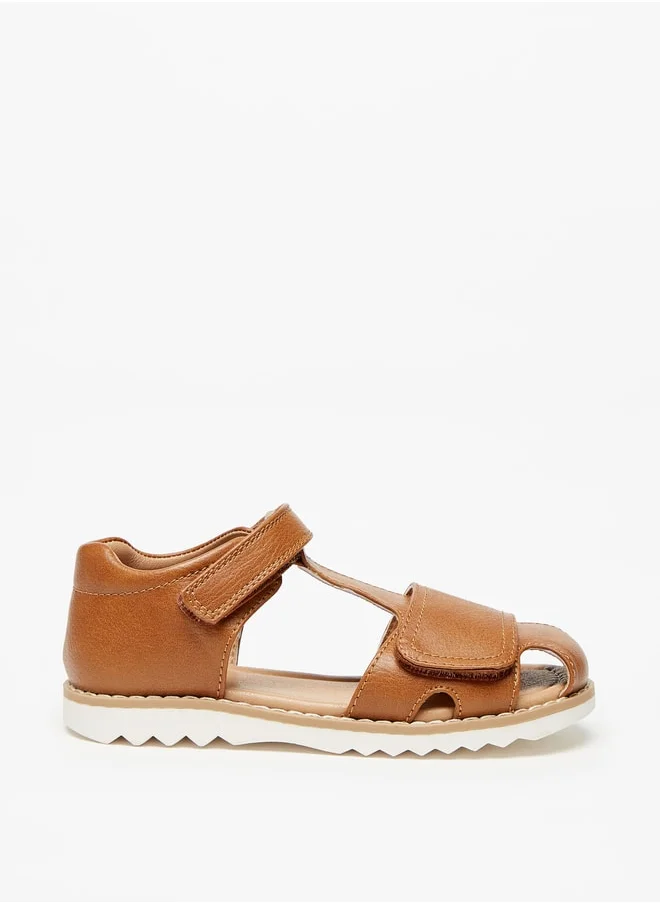 JUNIORS Boys Solid Sandals With Hook And Loop Closure