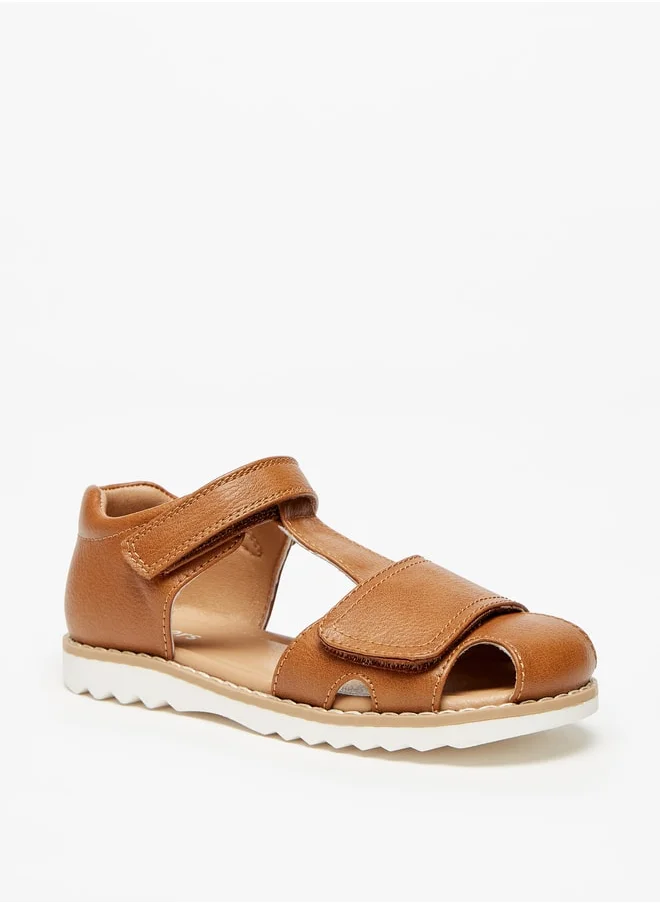 JUNIORS Boys Solid Sandals With Hook And Loop Closure