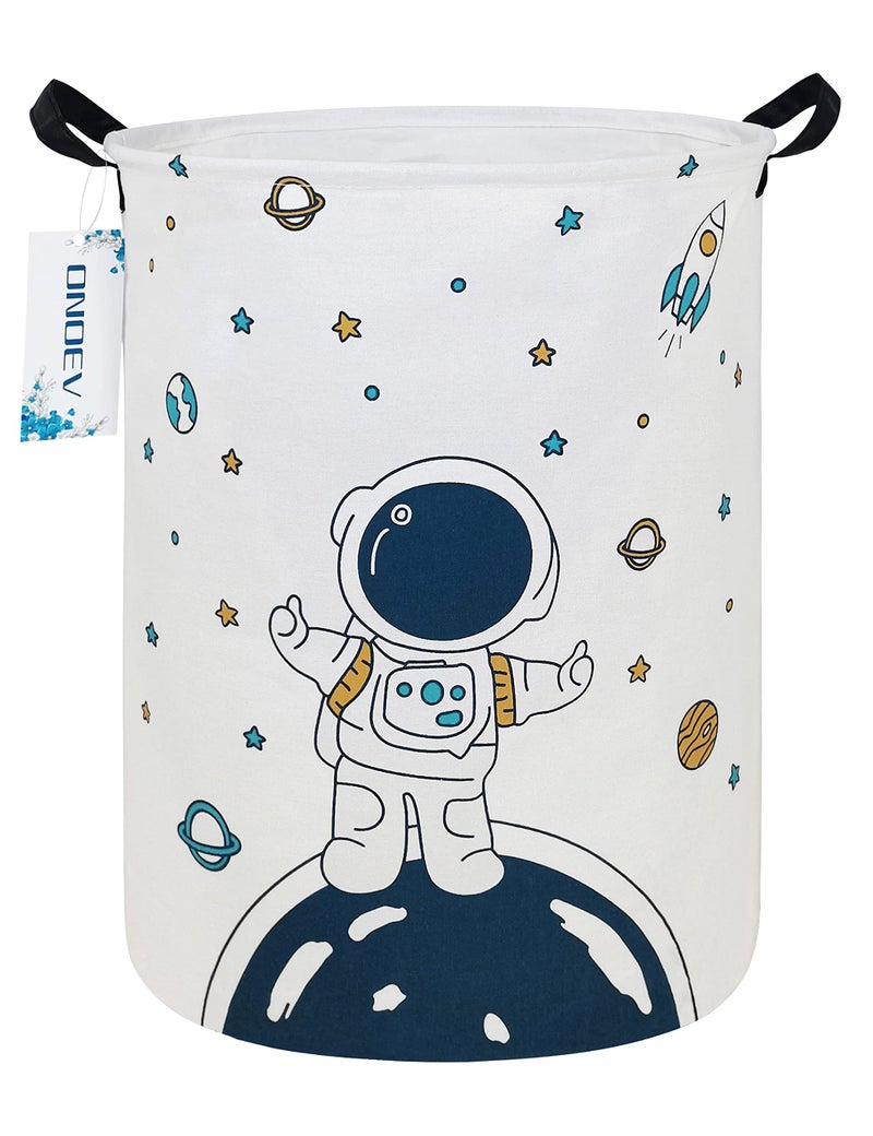 ONOEV Round Fabric Storage BinDecorative BasketOrganizer Basket with Handlesfor Clothes Storagebooks and sundries Star astronaut 197inchH x 157inchD