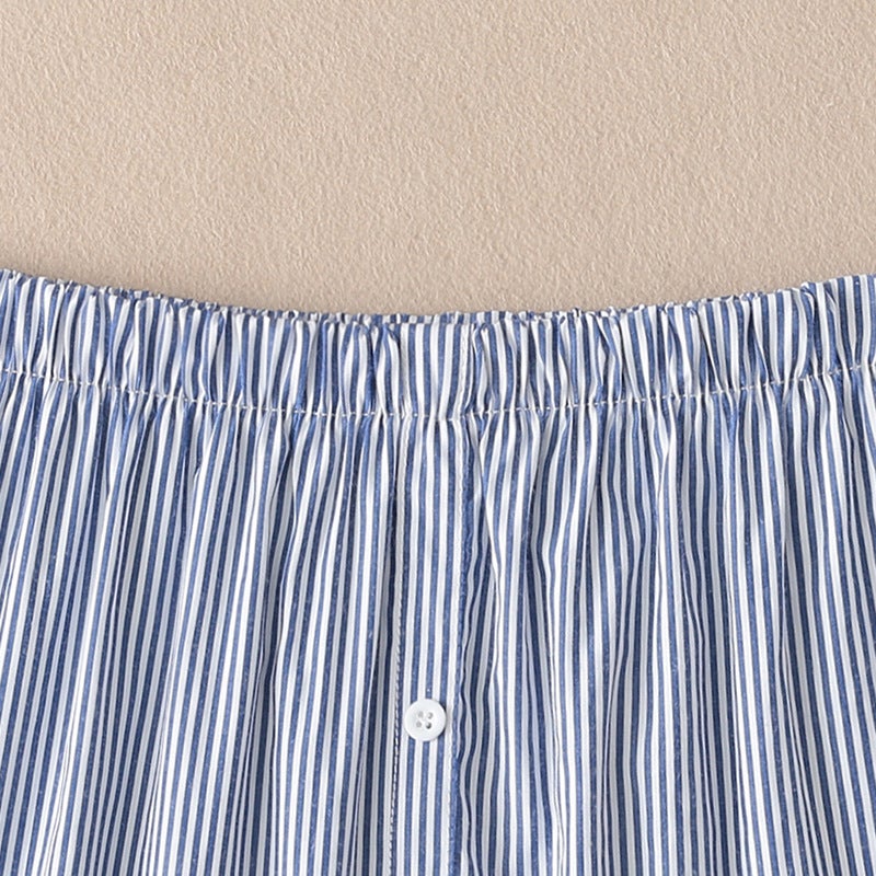 Blue Striped Small Fart Curtain Sweater Base Hem Hip Covering Stacked Inner Skirt Base Skirt Women - Image 3
