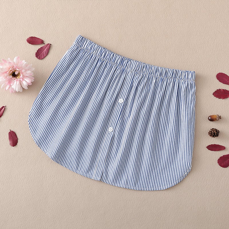Blue Striped Small Fart Curtain Sweater Base Hem Hip Covering Stacked Inner Skirt Base Skirt Women - Image 2