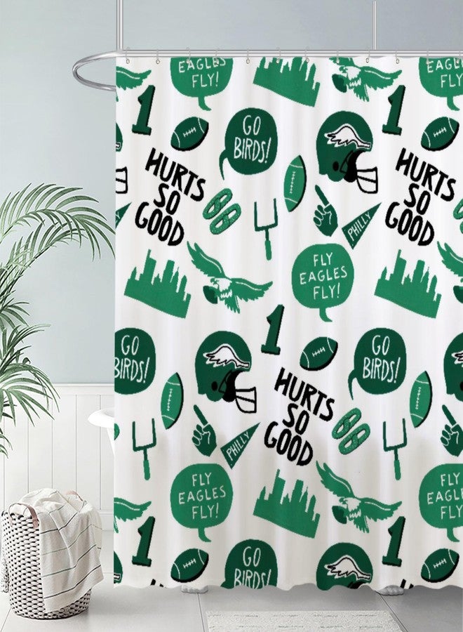Funnytree Football Helmet Legion Shower Curtain, Flying Bird Shapes Sports Bathroom Decor, Waterproof Fabric Durable Easy Care Washable, 72"X72"(Hooks Not Included) SC00221-002 - Image 2