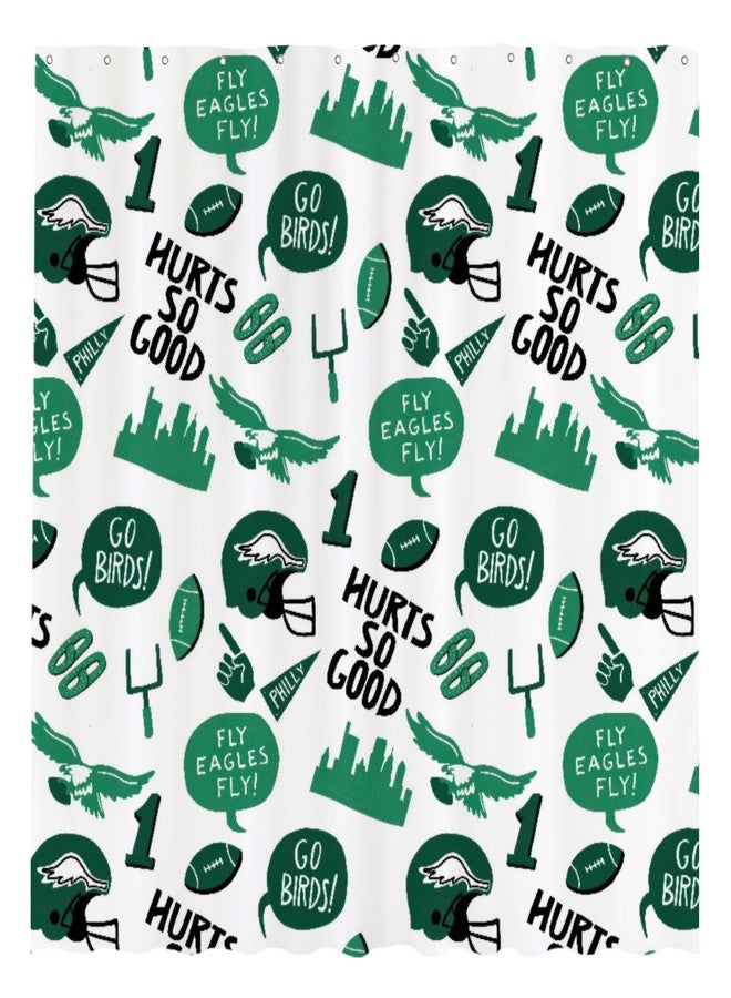 Funnytree Football Helmet Legion Shower Curtain, Flying Bird Shapes Sports Bathroom Decor, Waterproof Fabric Durable Easy Care Washable, 72"X72"(Hooks Not Included) SC00221-002 - Image 1