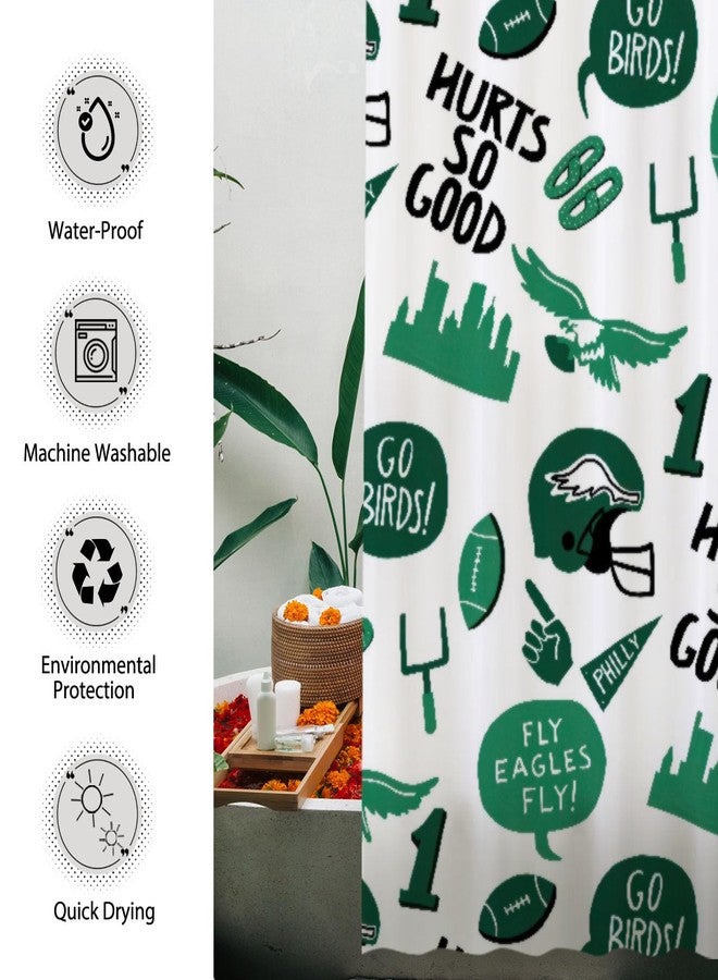 Funnytree Football Helmet Legion Shower Curtain, Flying Bird Shapes Sports Bathroom Decor, Waterproof Fabric Durable Easy Care Washable, 72"X72"(Hooks Not Included) SC00221-002 - Image 4