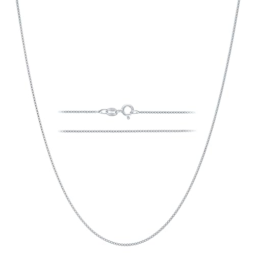 KISPER 925 Solid Sterling Silver 1mm Dainty Thin Box Chain Necklace for Women, Italian Made Tarnish Resistant Waterproof Hypoallergenic, 18 inches - Image 1