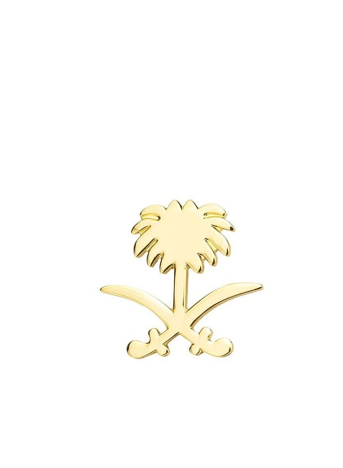 Gold-colored metal phone sticker featuring the Saudi emblem: the two swords and the palm tree. - Image 2