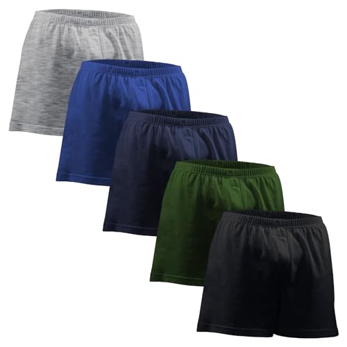 Andrew Scott Men's King Size Big Man Cotton Knit Sleep Boxers/Underwear Boxer Shorts- Multi Packs (5 Pack - Black, Gray, Navy, Hunter Green, Royal, XXXXX-Large) - Image 1