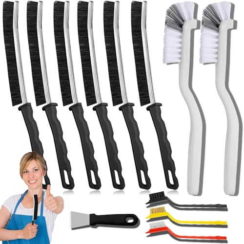 LLQ Crevice Cleaning Brush Set, Multi-Purpose Hard Bristle Brushes for Deep Cleaning Kitchen, Bathroom, Grout, Sink, Cup, Teapot, Bottle, Blender, Corners, Tight Spaces & More (12) - Image 1