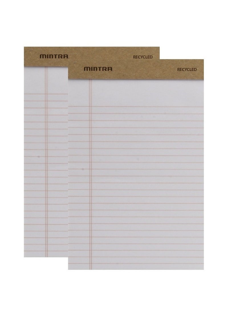 Mintra - Mintra Block Note, Notepad White Paper 50 Sheets Ruled 12.7x20.3cm-Note Pads 5x8in Pack of 2 - Image 1