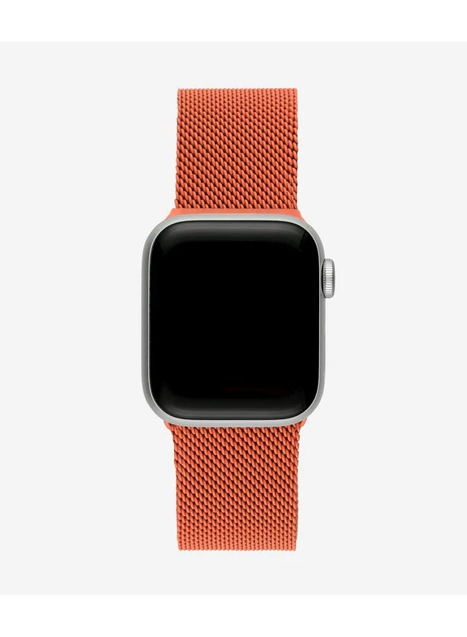 Watch Apple Watch Milanese Loop Band Compatible with 42mm 44mm 45mm 46mm 49mm , Apple Watch Ultra 3 / 2 / 1, Series 10 / 9 / 8 / 7 / 6 / 5 / 4 / 3 / 2 / 1 & SE – Premium Stainless Steel Magnetic Mesh Strap - Orange - Image 2