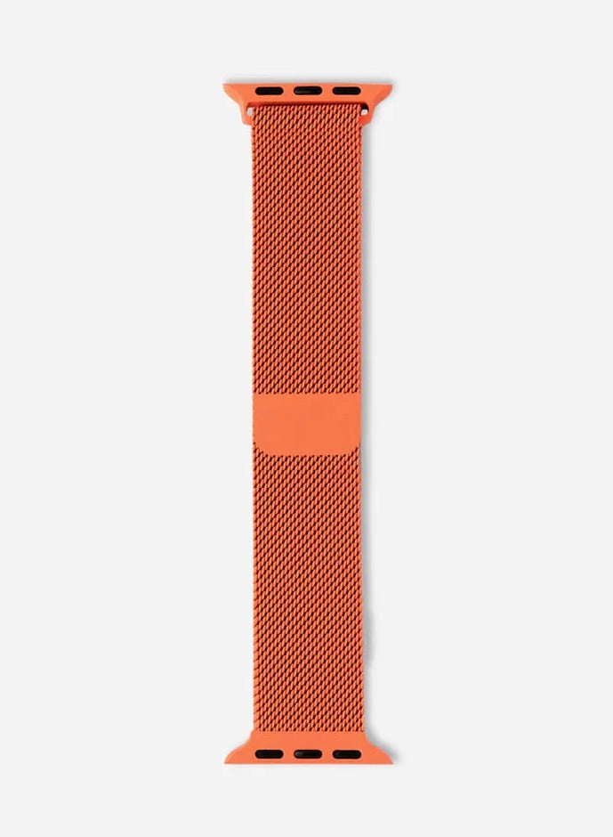 Watch Apple Watch Milanese Loop Band Compatible with 42mm 44mm 45mm 46mm 49mm , Apple Watch Ultra 3 / 2 / 1, Series 10 / 9 / 8 / 7 / 6 / 5 / 4 / 3 / 2 / 1 & SE – Premium Stainless Steel Magnetic Mesh Strap - Orange - Image 3