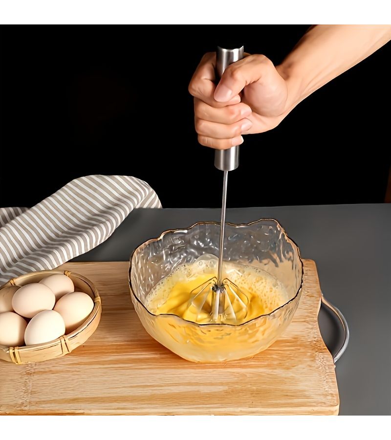 Wireless Handheld Mixer Stainless Steel Whisk Baking Cooking Portable Cream Batter Whisking Tool No Electricity Required Essential Kitchen Utensil Ergonomic Handle Compact Sturdy Design Ideal Culinary Students - Image 2
