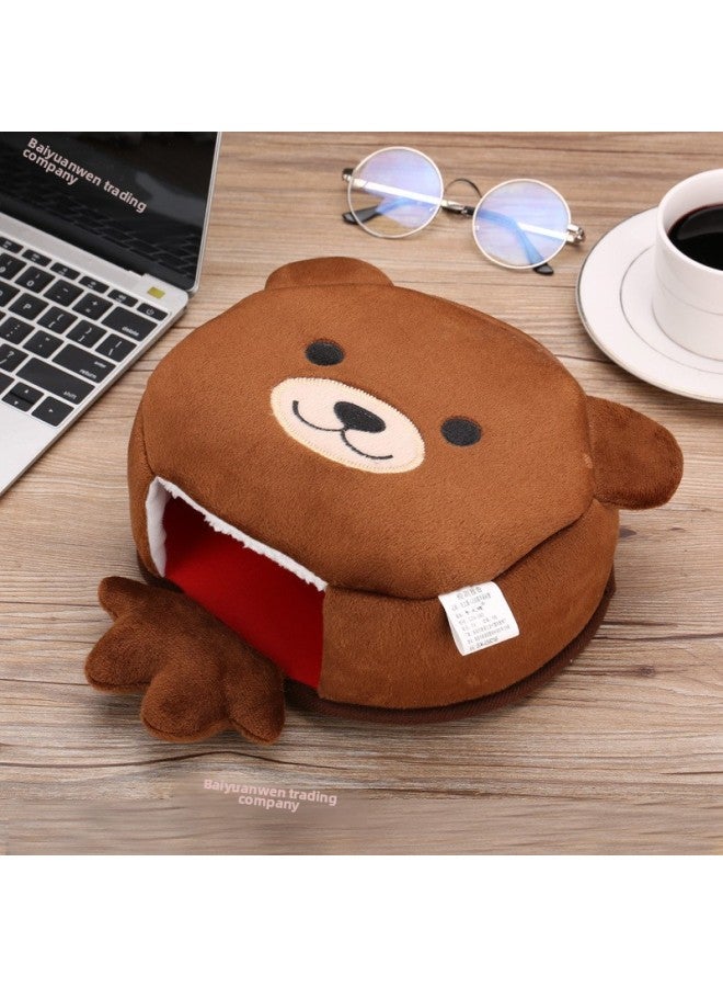 Winter Heating Hand Warmer Mouse Pad With Wrist Winter Mouse Cover Warm Computer Men's Fleece-lined Thickened Gloves-Pattern:Little Mouse + 1m Usb Extension Cable  - Image 2