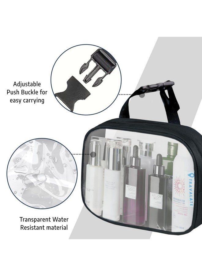 TRAVALATE Transparent Portable Cosmetic Bag | Multipurpose Make Up Kit Bag with Adjustable Push Buckle Handle for Women (22.86 X 5 X 17.78 Cm)- Black - Image 4