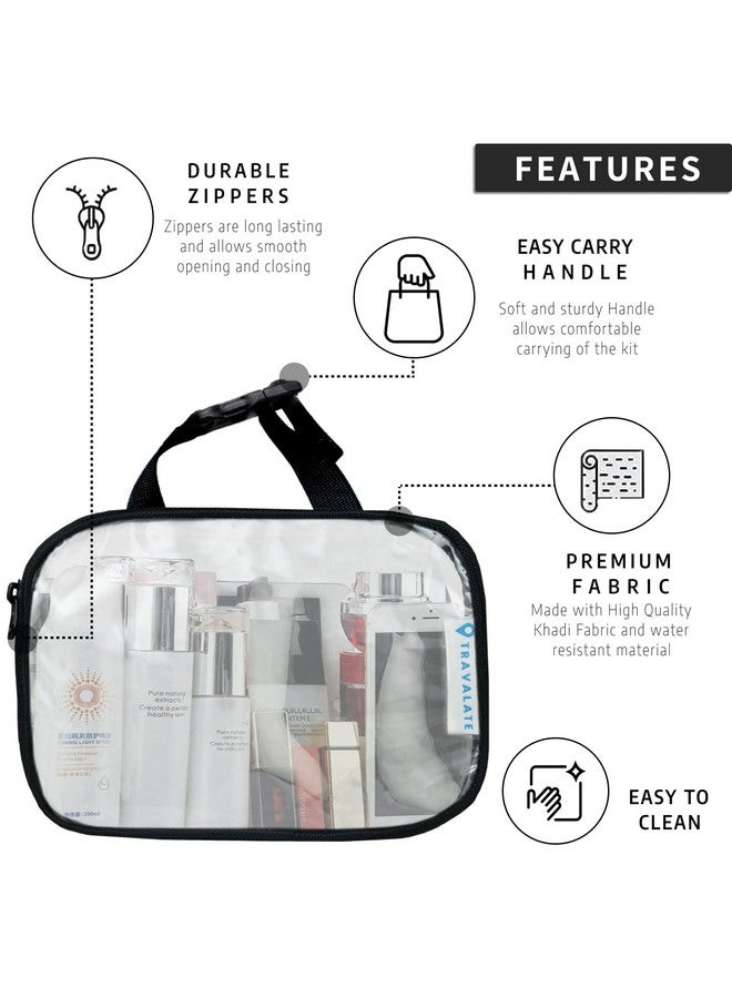 TRAVALATE Transparent Portable Cosmetic Bag | Multipurpose Make Up Kit Bag with Adjustable Push Buckle Handle for Women (22.86 X 5 X 17.78 Cm)- Black - Image 2