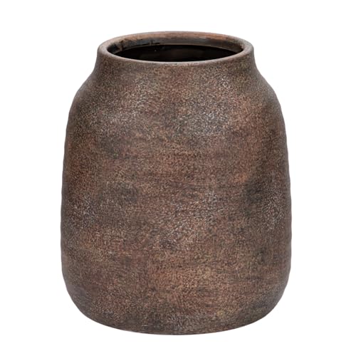 Briful Rustic Ceramic Vase 7” Tall – Handcrafted Vintage Pottery Flower Vase with Distressed White-Wash Finish – Farmhouse Decorative Accent for Table, Shelf, Mantel (Not Watertight), Brown - Image 1