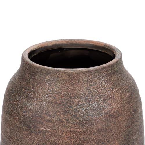 Briful Rustic Ceramic Vase 7” Tall – Handcrafted Vintage Pottery Flower Vase with Distressed White-Wash Finish – Farmhouse Decorative Accent for Table, Shelf, Mantel (Not Watertight), Brown - Image 3
