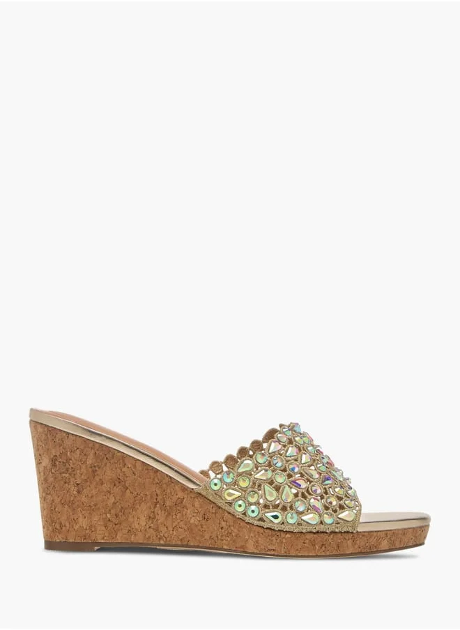 Celeste Womens Diamante Wedge Sandals With Slip On Closure Ramadan Collection