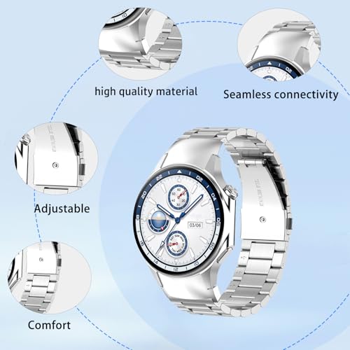 NOUKAJU Band for Oneplus Watch 3, Metal Stainless Steel,Replacement Strap,Replacement Band for Oneplus Watch 3 Smartwatch(silver) - Image 2
