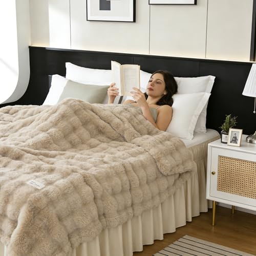 RIMELA Bed Skirt Queen Size 15 Inch Drop, Wrap Around Elastic Bedskirt for Home, Room Decoration for Women, Pleated Adjustable Dust Ruffle, Light Beige, Easy to Install - Image 2