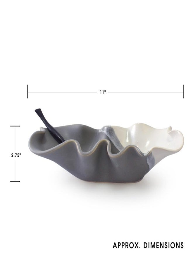 Modern Artisans Hilborn Pottery Contemporary Twist Collection: Oblong Wave Bowl, 11" - Image 5