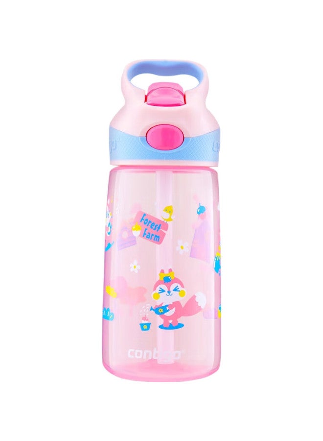 Contigo Kangdike Children'S Straw Water Bottle, Summer Portable Outdoor Sports Water Cup, 450Ml, Pink, Hbc-Str141 - Image 1