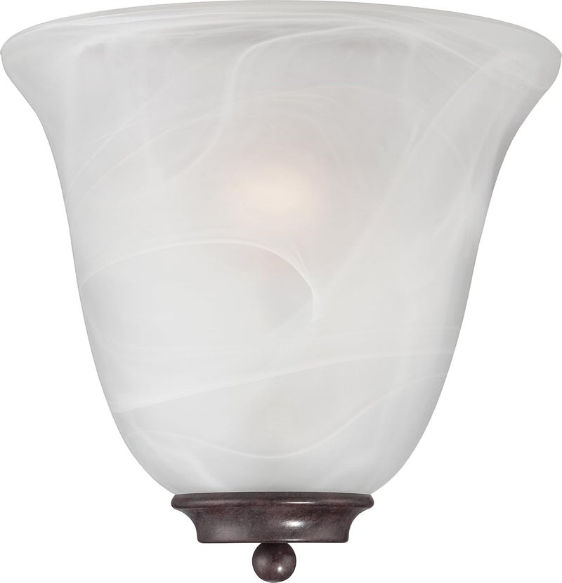 Nuvo Lighting 605374 Empire One Light Wall Sconce with Alabaster Glass Old Bronze