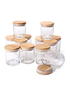 VOIDROP Set of 12 Glass Jars with Bamboo Lids 250ML