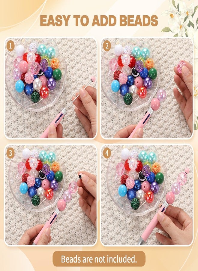 Chivertion 50 Pcs Plastic Beadable Pen Bulk Multicolor Cute 1.0mm Beaded Pens 4 in 1 Bead Ballpoint Pens Multicolor Beaded Pens for DIY Making Students Office School Graduation Supplies Journaling - Image 4