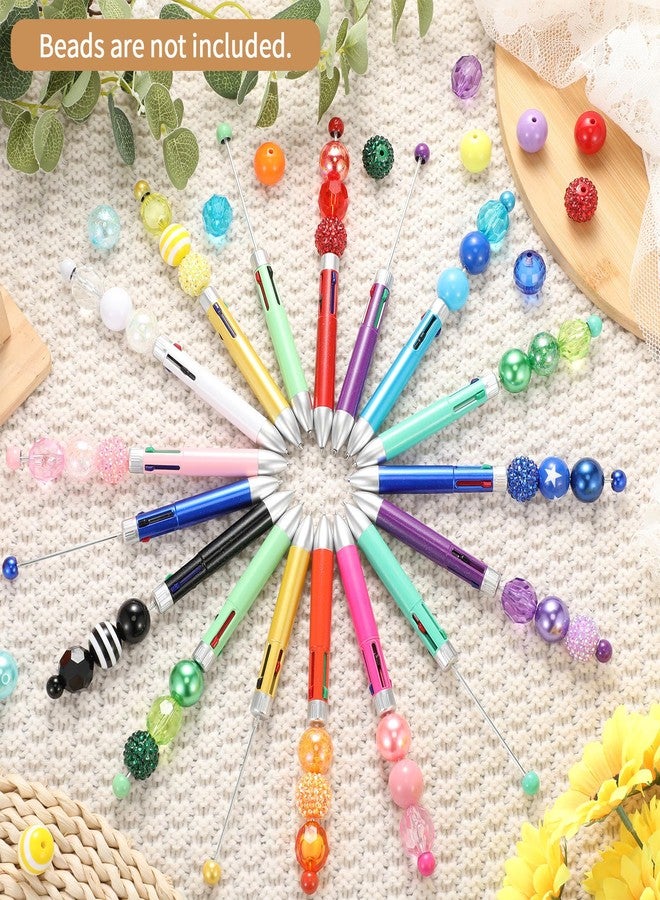 Chivertion 50 Pcs Plastic Beadable Pen Bulk Multicolor Cute 1.0mm Beaded Pens 4 in 1 Bead Ballpoint Pens Multicolor Beaded Pens for DIY Making Students Office School Graduation Supplies Journaling - Image 5